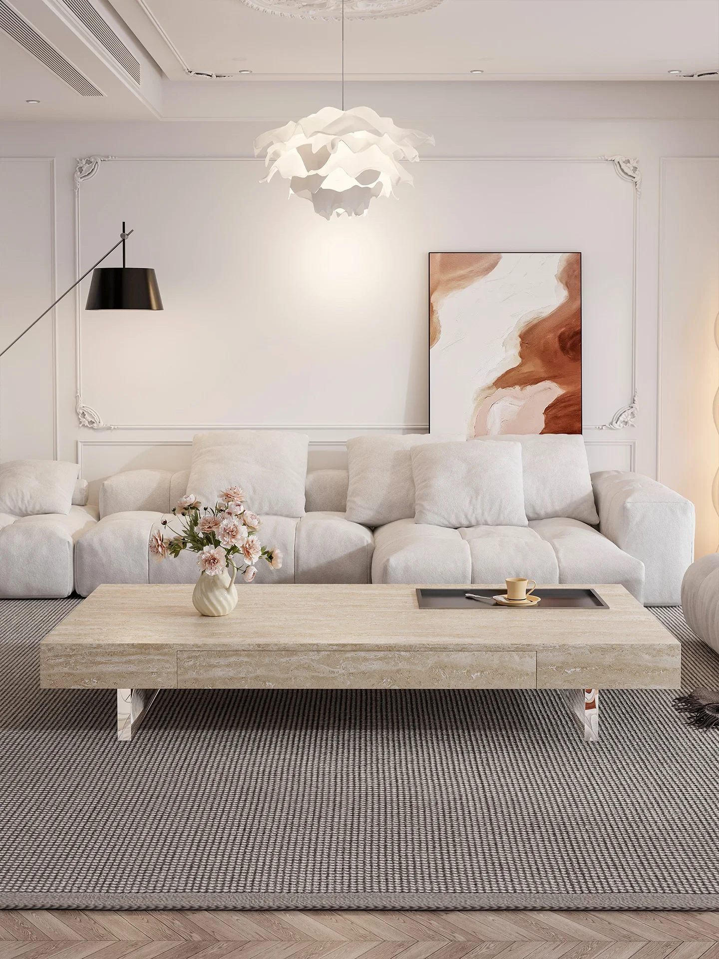 Suspended rectangular cave stone rock slab coffee table, living room home designer high-end minimalist small apartment