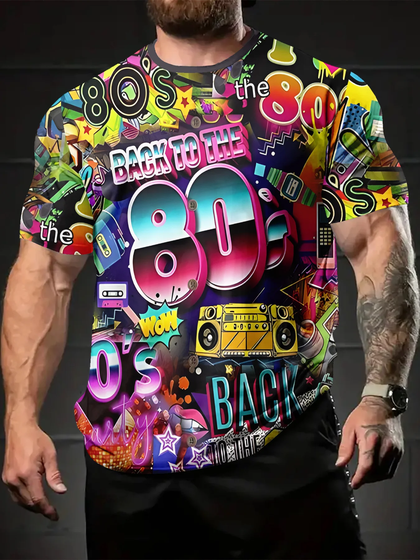 Street Fashion Graffiti - Camiseta unisex vintage para fiesta, colorida,