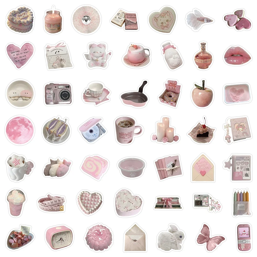 103PCS INS Style Cute Pink Small Items For Helmet Bicycle Hand Account Pencil Case Decals  BulingBulingStickers Store