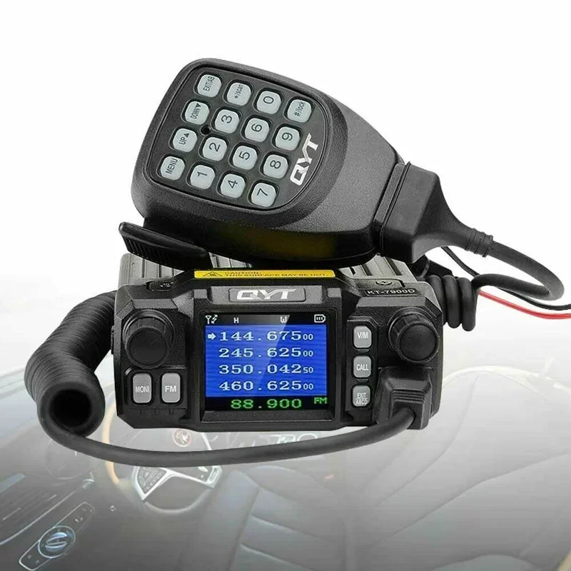 Original QYT KT-7900D Mini Car Mobile Radio 25W 144/220/350/440MHz FM Transceiver Quad Band Display Amateur KT7900D Ham CB Radio