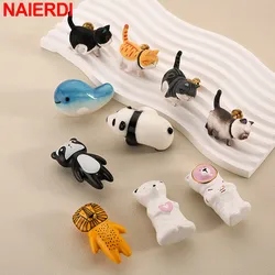 NAIERDI Cartoon Animal Shape Cabinet Knobs and Handles Colorful Ceramic Children Furniture Handles Drawer Knob Hardware