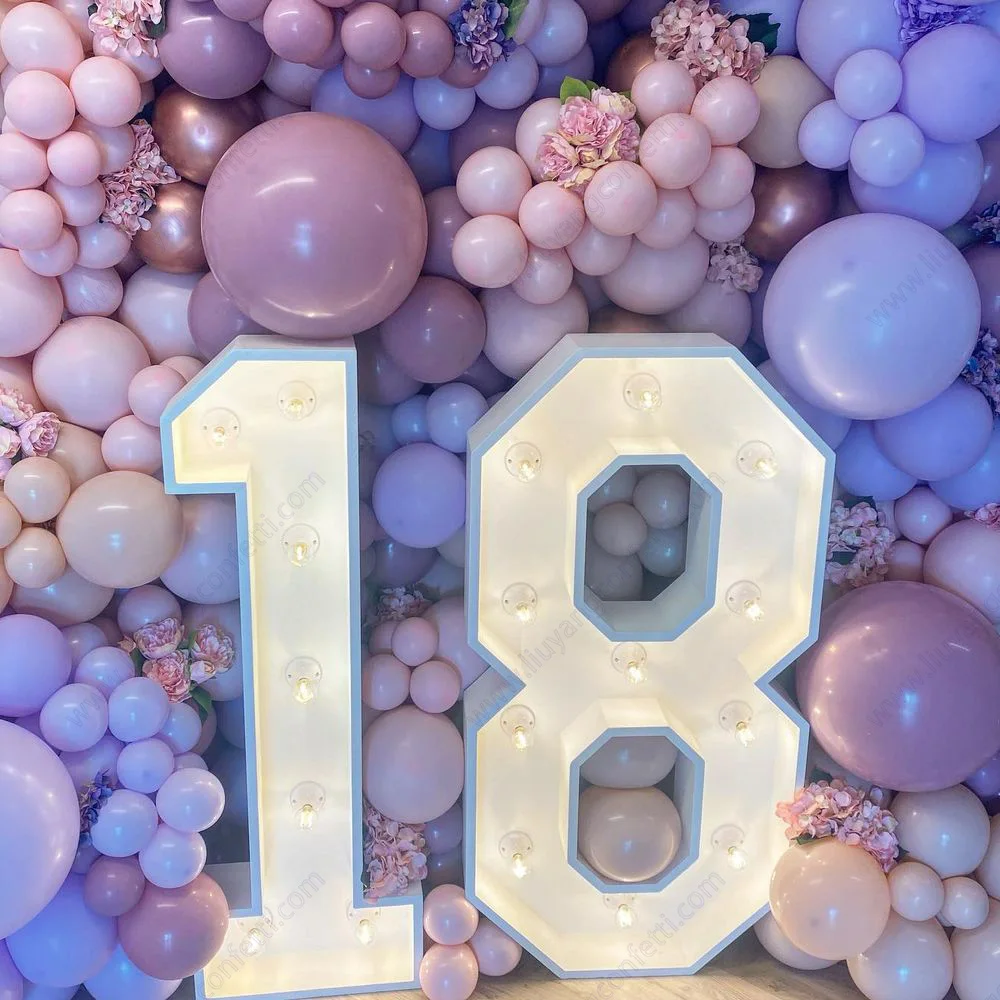 91.5cm Warm Light Up Giant Figure Balloon Filling Box with 10 Lights 1st Birthday Number 0-9 Frame Wedding Decor Baby Shower Led