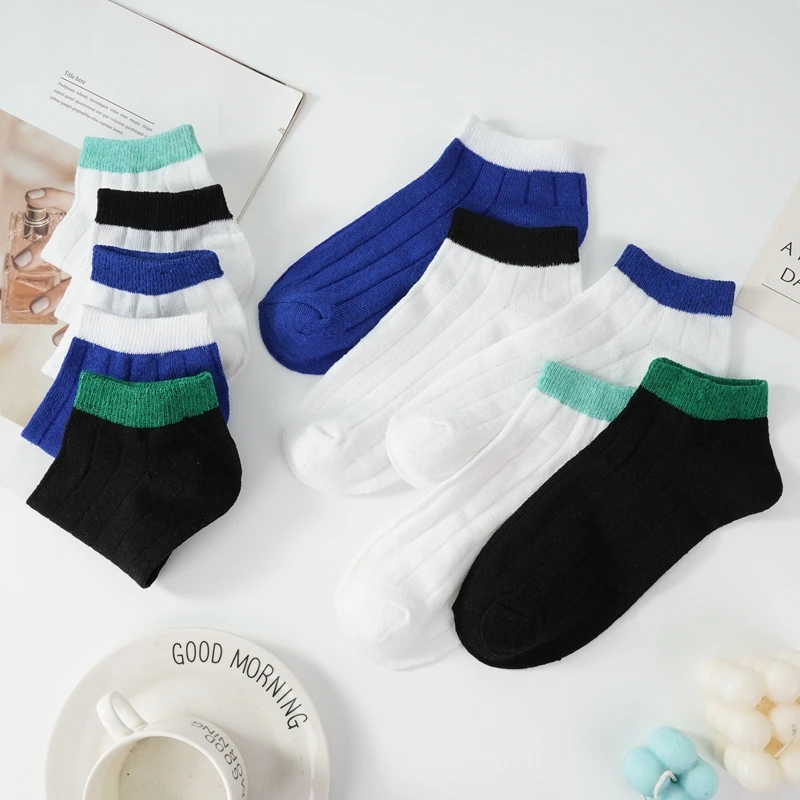 

4 Pairs/lot Man Cotton Short Socks Fashion Street Ankle Men's Socks Personality Stripes Unisex Funny Happy Casual Socks Men