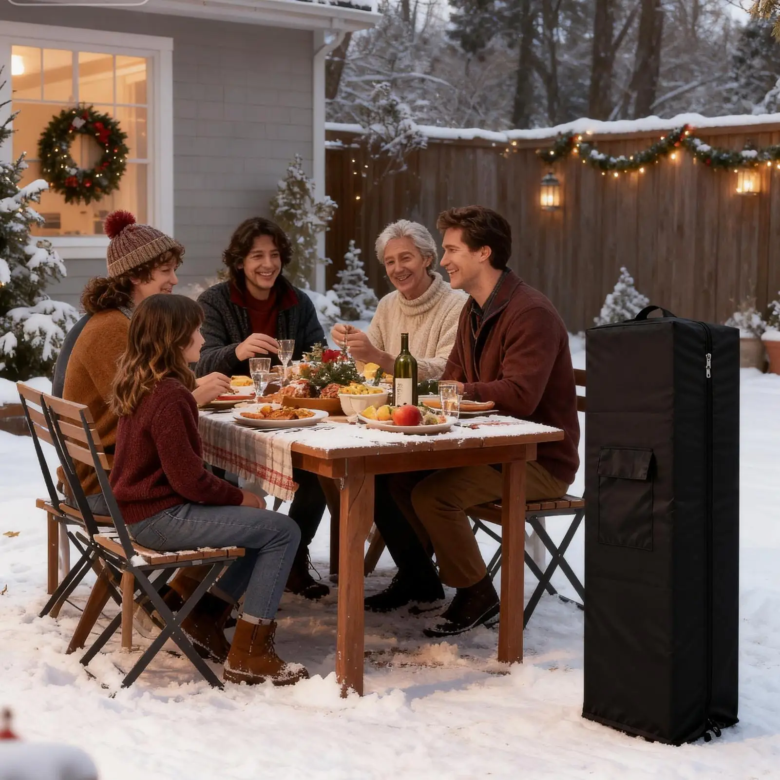 

Outdoor Patio Heater Cover Waterproof Protector With Zipper Heat Lamp Cover For Outside Winter Home Air Conditioner Exterior