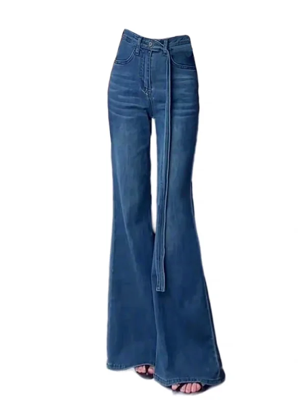 

High Waist Flared Jeans Women's Faion Simple Loose Versatile Sli Retro Slim Fit Long Trousers Casual Daily Wear Winter ...