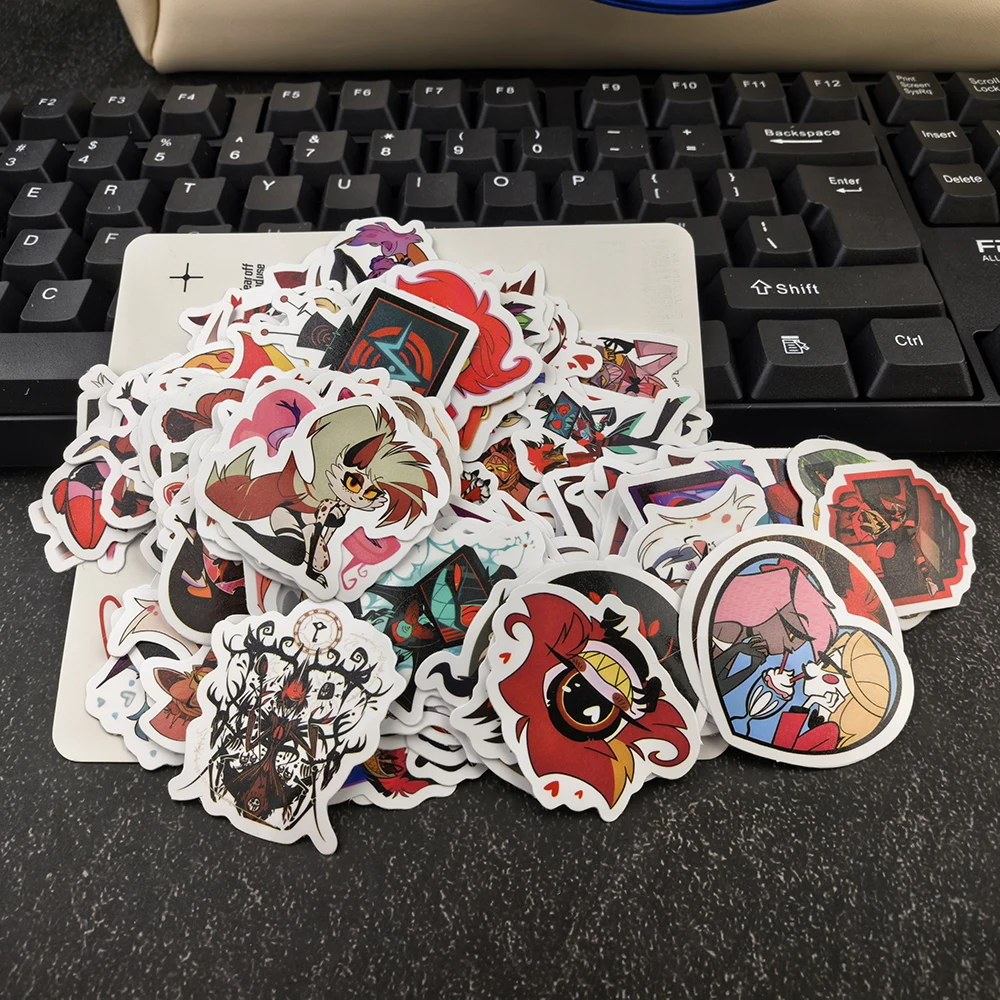 100 Pieces Hazbin Hotel Cartoon Stickers Waterproof Vinyl Demon Decals Notebook Bottle Luggage Decor Anime Sticker Set Collectib
