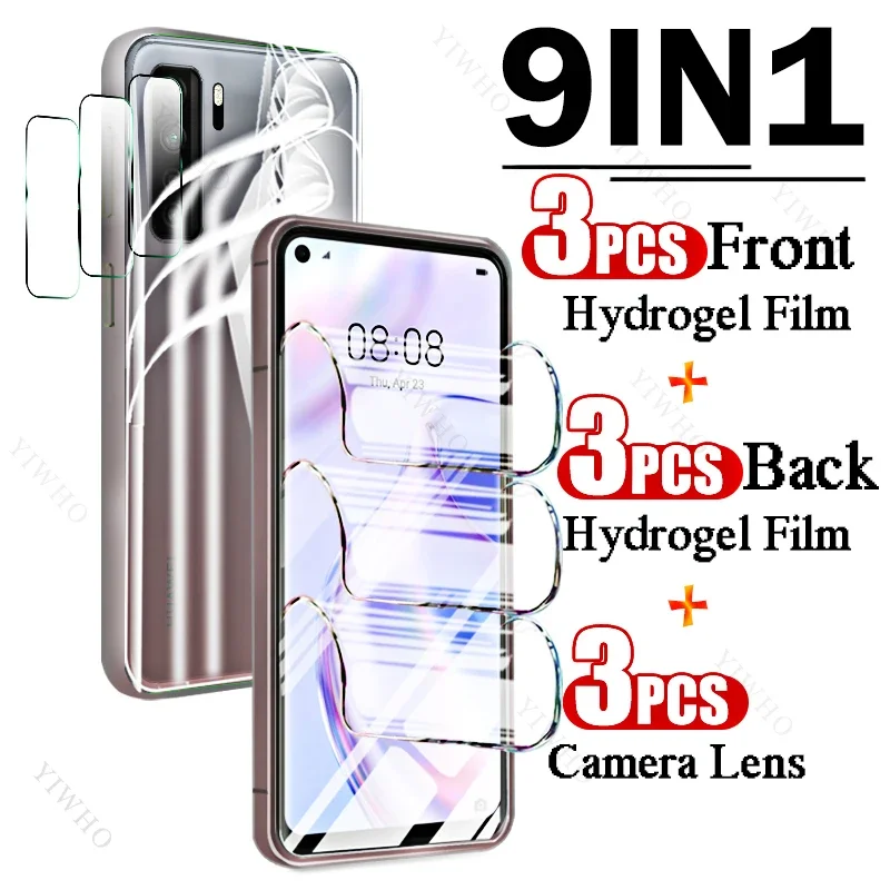 

9in1 Full Cover Front Back Hydrogel Film for Huawei P40 Lite 5G 6.5" Fingerprint Screen Protector for Huawei P 40 Camera Lens HD