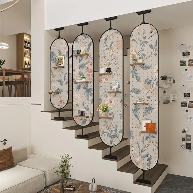 

Medieval screen partition living room home solid wood hotel handrail hole board decoration