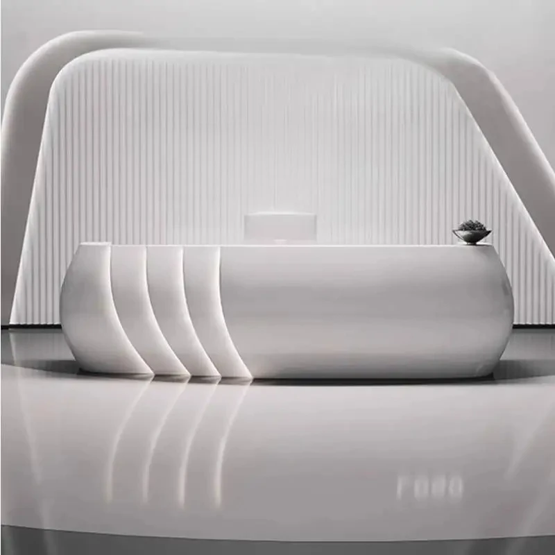 White Paint Arc Reception Desks Simple Hotel Beauty Salon Creativity Reception Desk Modern Luxury Nails Empfangs Theke Furniture