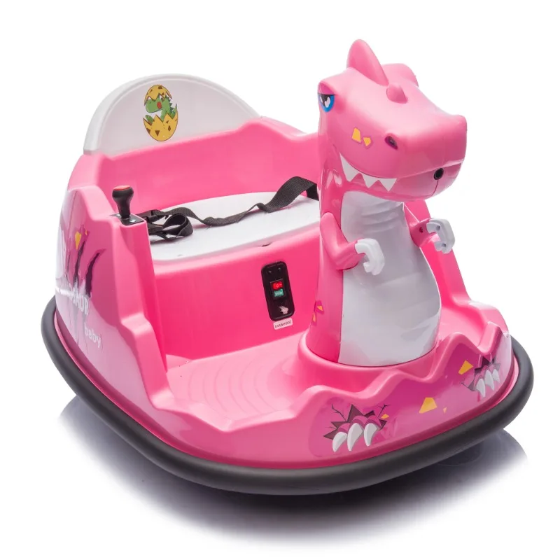 Samochodzik dla dzieci 12 V z zderzakiem i kontrolą rodziców, kształt dinozaura i elementy projektu, pasek antykolizyjny, przełączana muzyka