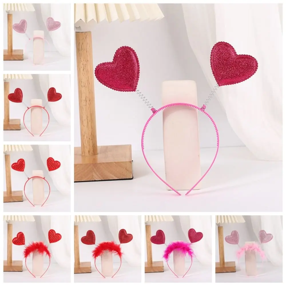 Confetti Hair Hoop Red Love Headband Red Peach Heart Glasses Love Heart Shaped Headband Red Headband Valentines Day Headdress