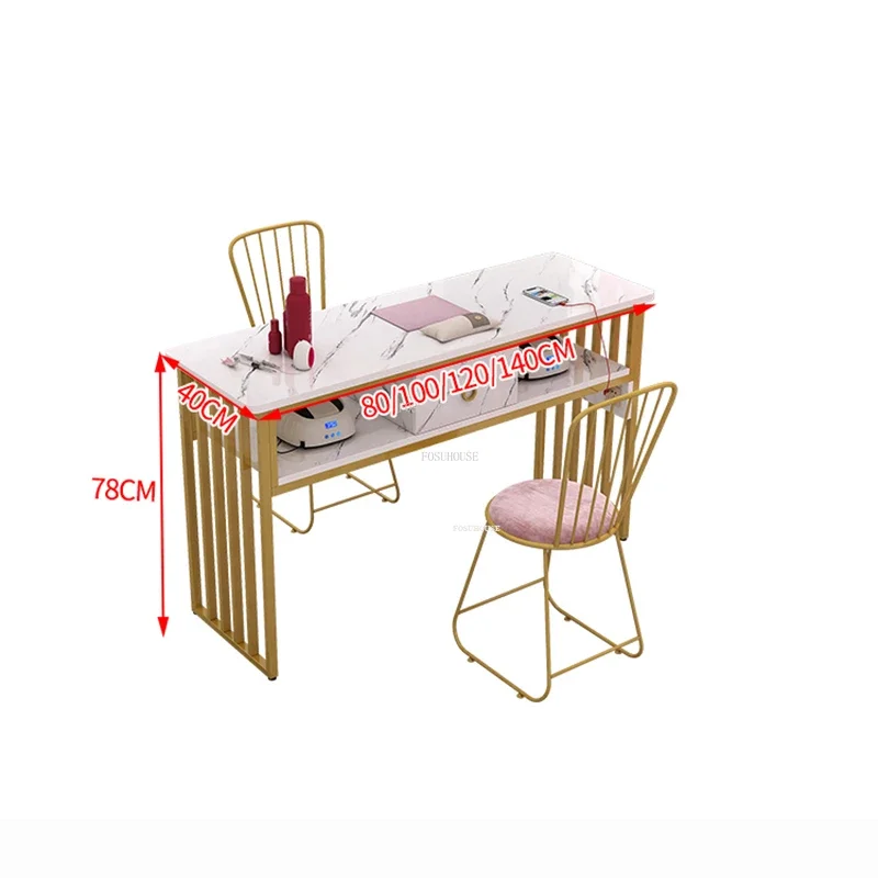 Nordic Wrought Iron Nail Tables Double Salon Professional Manicure Table Modern Minimalist Single with Socket Beauty Nail Table