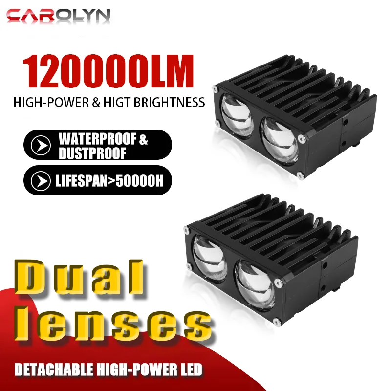 

Carolyn 2pcs dual lens LED projector head LED work light motorcycle waterproof driving light projection lens