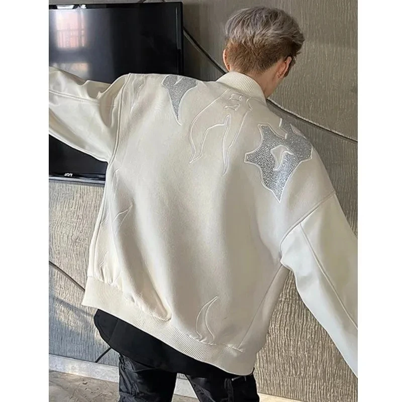 American High Street White Handsome Coat Men's Spring and Autumn style Trendy Brand Niche High-end Sense Short Motorcycle Jacket