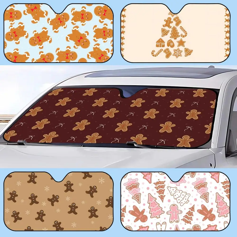

Gingerbread Man Sun Visor Retractable Car Sun Visor Anti-Glare UV Protection Front Window Sunshade