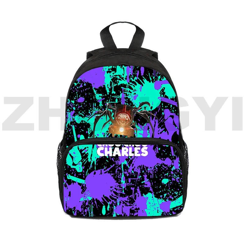 Anime Choo-Choo Charles 3D Backpack Quality Nylon Elementary School Bags 12/16 Inch Retro Style Casual Shoulder Bag Crossbody