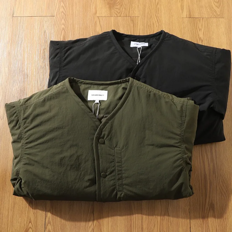 Mens Cotton Jacket Japanese Vintage Casual Loose Lightweight Autumn Winter New Thick Durable Padded Coat Streetwear Harajuku New