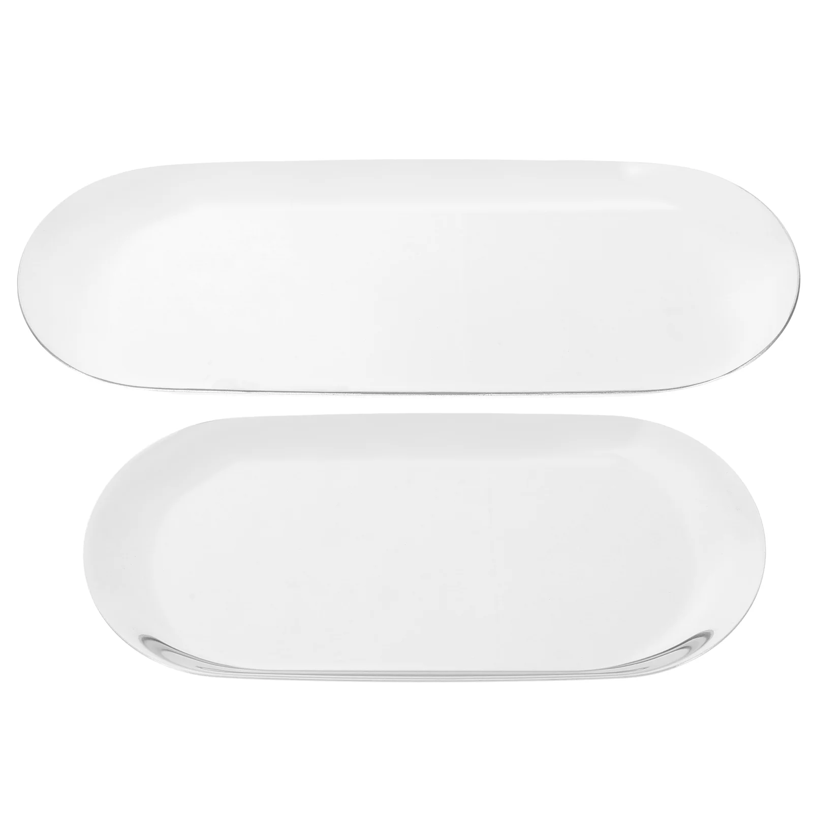 

2 Pcs Stainless Steel Tray Trinket Dish Key Fob Earrings Oval Storage Nordic Style Jewelry Holder Desktop Plate