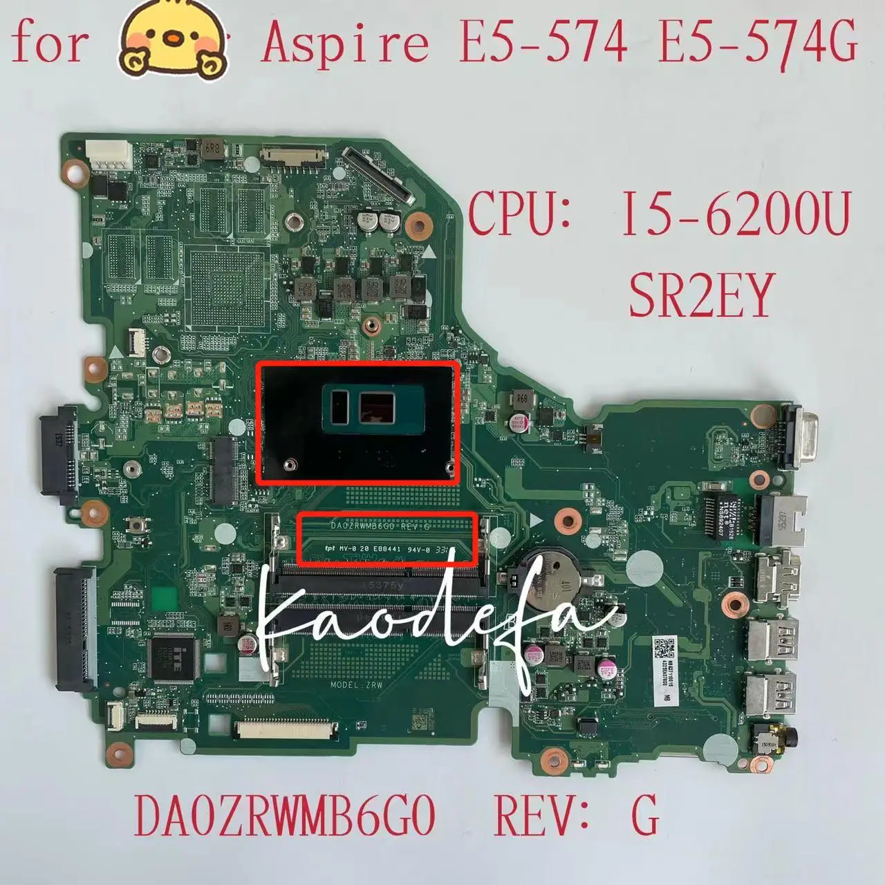 Da0zrwmb6g0 para acer aspire E5-574 E5-574G placa-mãe do portátil com I5-6200U sr2ey cpu ddr3 100% totalmente testado