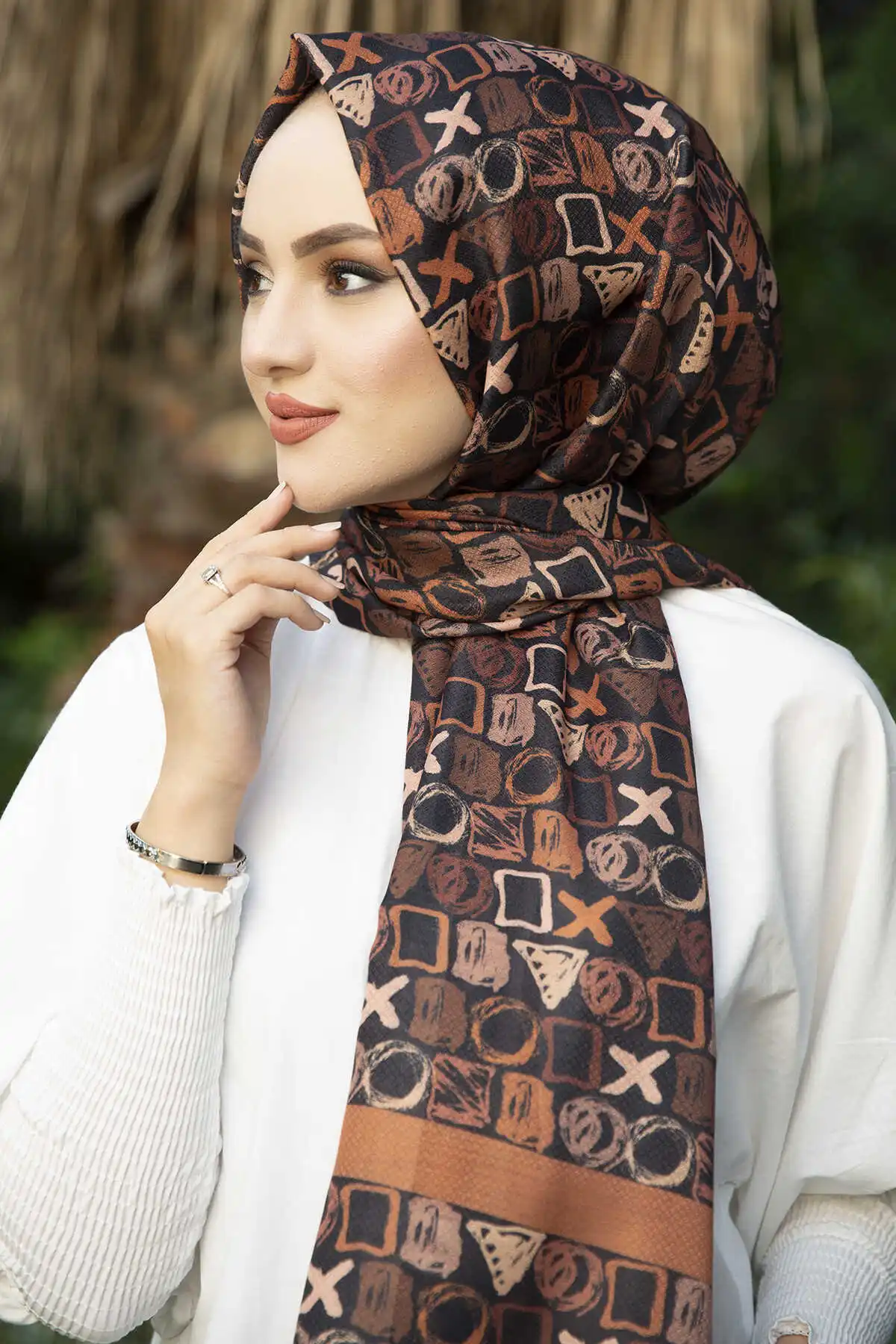 Women With Chocolate Pattern Shawl Scarf Modern Islamic Muslim Women 'S Head Scarf Hijab for Women Islamic Hijab scarf Turbans Bayan