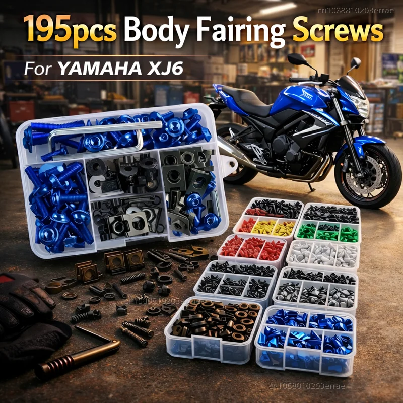 

195pcs Motorcycle Fairing Bolts Body Screws Nuts For Yamaha XJ6 XJ6F XJ6N DIVERSION 2009-2014 Kit Aluminum CNC Fasteners Clips