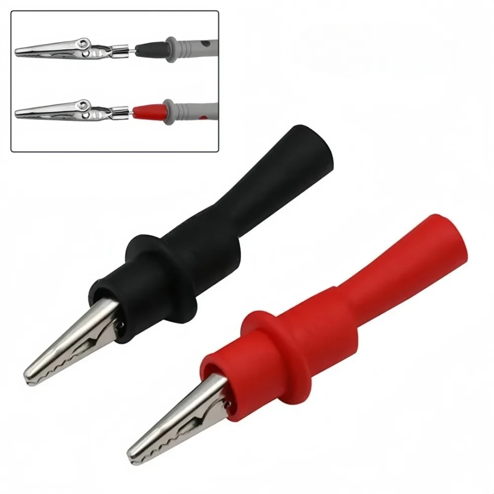 

2pcs Crocodile Clip Test Clip Kit Red and Black Wire Head 10A 1000V Multimeter Tester Probe for AC/DC Power Measurement Tool