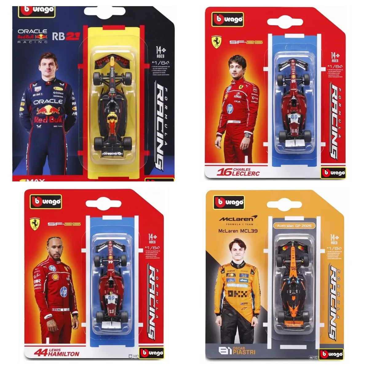 Bburago 1:64 2025 F1 سلسلة فيراري Sf25 ريد بول Rb21 ميلارين Mcl39 سبيكة مصغرة دييكاست نموذج Amg W16 E اللعب