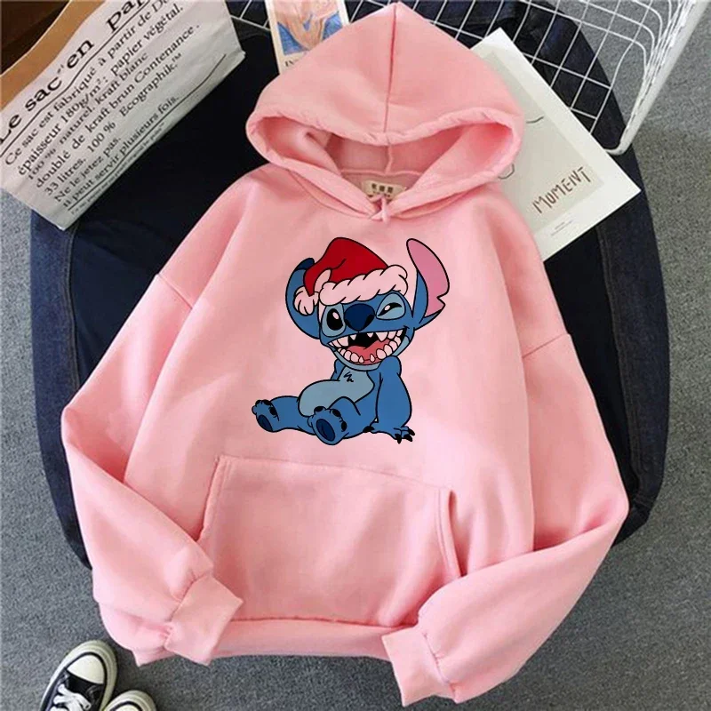 Moletom com capuz feminino disney lilo & stitch dos desenhos animados anime impressão roupas femininas moda y2k outono e inverno roupas de casal hoodies