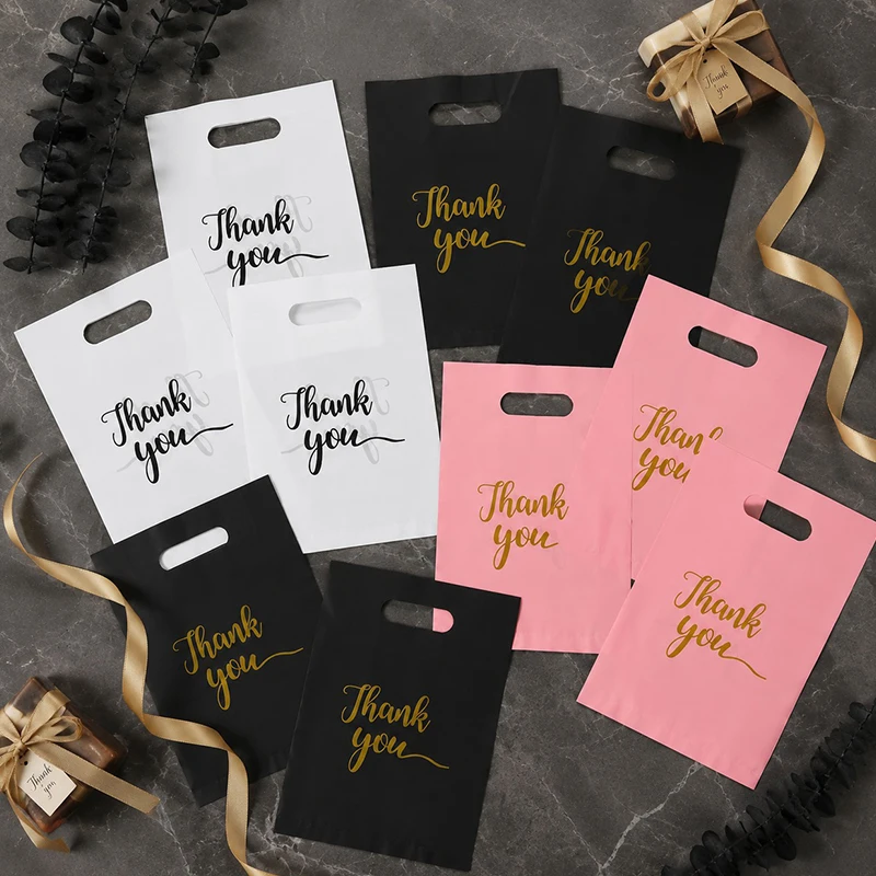 15-60PCS/Pack Random Mix Color Thank You Gift Bags Party Gift Souvenir Wrapping Packaging Gadgets Tote Shopping Bag Supplies ZYF