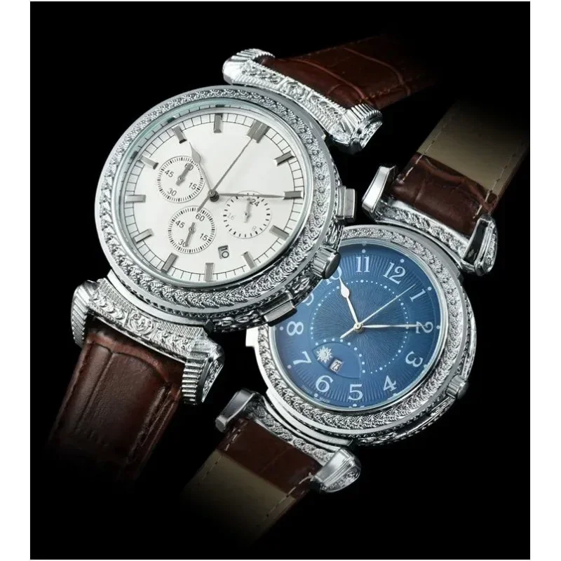 2025 Luxury Brand Multifunctional Chronograph Quartz Watch for Men Sports Waterproof Leather Strap Fashion Men's Watch AAA+