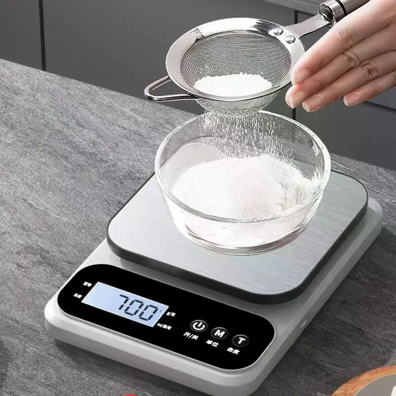 10kg Kitchen Scale Baking Gram Weight Scales LCD Display Rechargeable Electronic Table Scale Personal Healthy Diet Food Scale