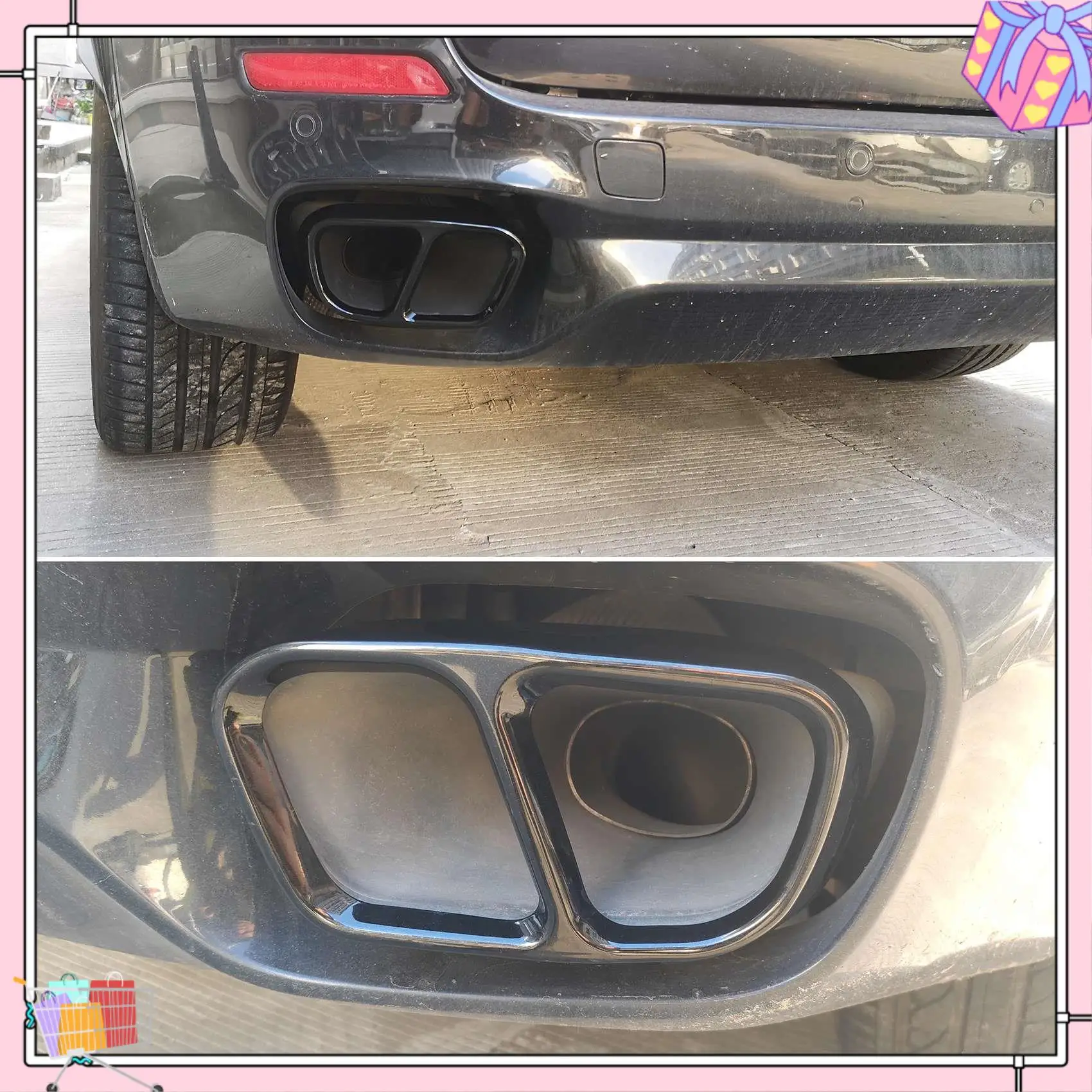 

A77T-Car Rear Exhaust Muffler Pipe Cover Stainless Steel Tail Throat Vent Decoration For-BMW X5 F15 X6 F16 2014-2019 M Sports
