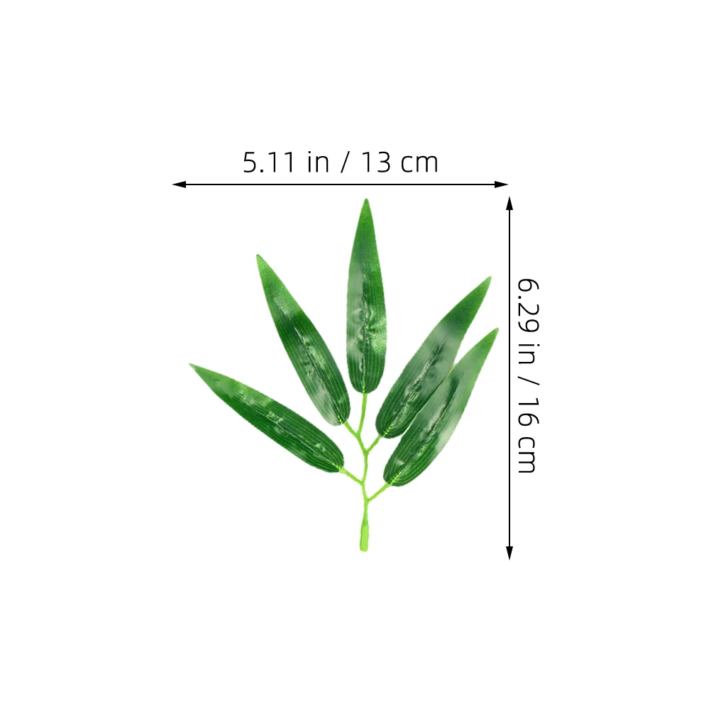 

60 Pcs Artificial Bamboo Leaves Decorative Plastic Green Fake Leaf Stems for Home Garden Party Flower Arrangement ReusablePlant