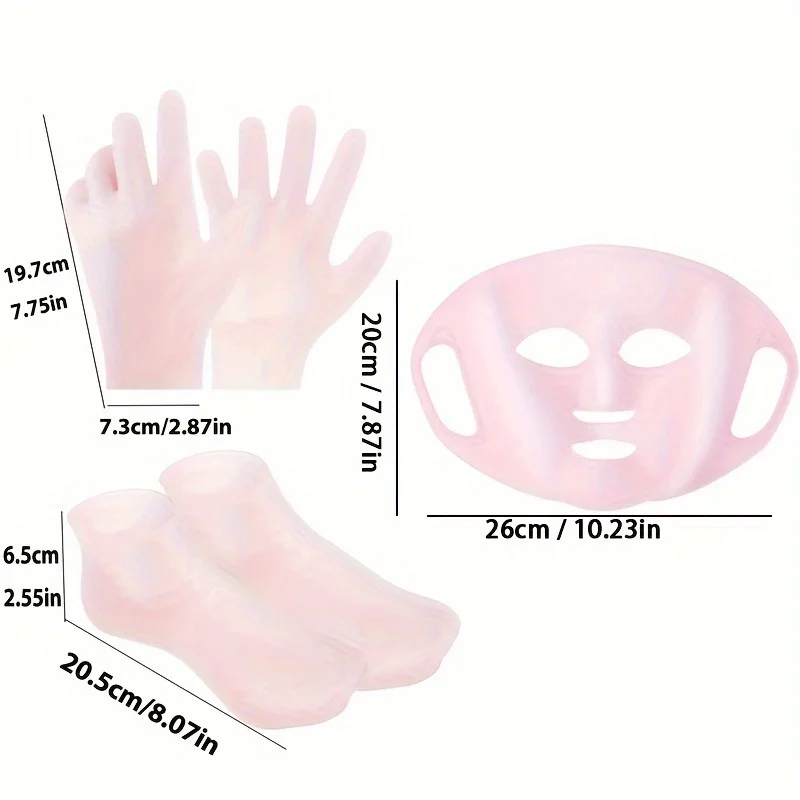 Ensemble de 3 pièces de soins de la peau en Silicone, ensemble de masque hydratant réutilisable, gants, chaussettes, pour le visage, les mains et les pieds secs, craquelés, ensemble