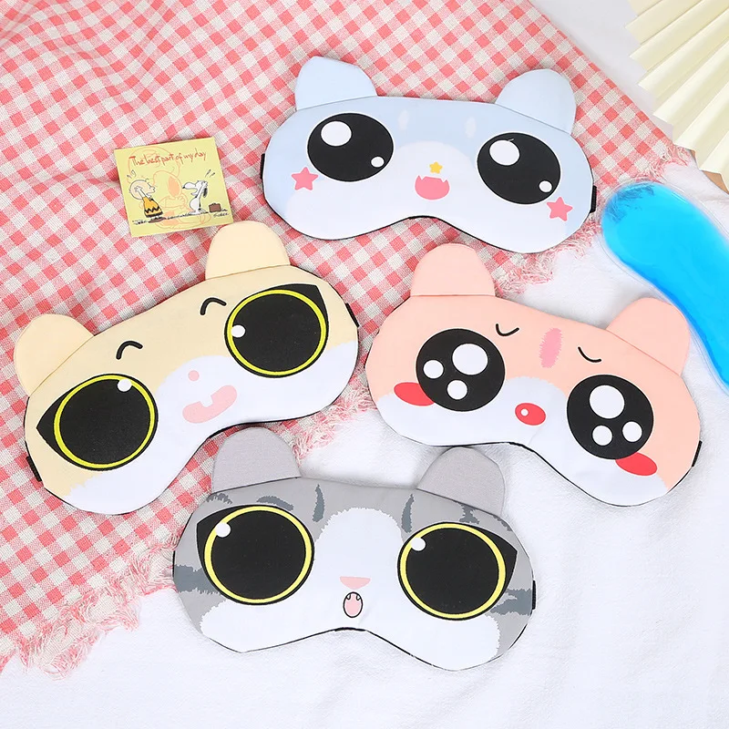 Cartoon Pattern Sleep Eye Mask 3D Contoured Light Blocking Sleeping Mask Hot Cold Compress Gel Eye Mask Relieve Eye Fatigue for Students Home Travel Nap Night Sleep