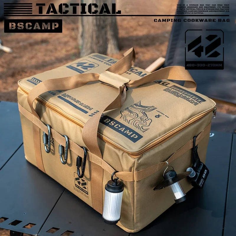 30L 42L Large Capacity Tactical Storage Bag Outdoor Camping Waterproof Collision Proof Bag for Cookware Gas Canister Tableware view 4