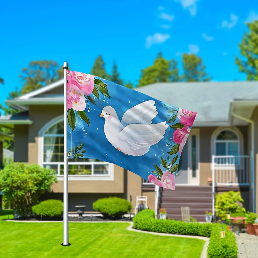 Peace Dove Floral Garden Polyester Flag Vivid Outdoor Decoration Weather Resistant