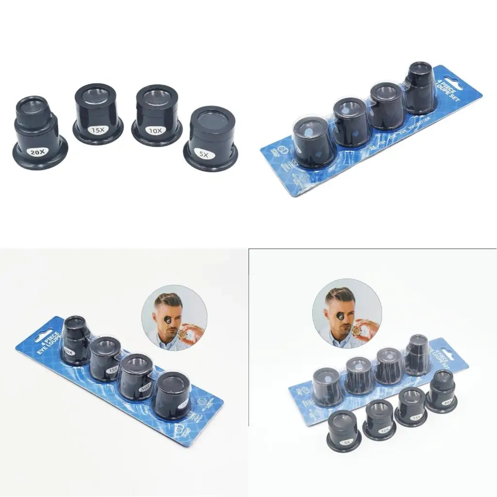 4Pcs Lightweight Jewelers Loupes With Multiple Magnifications For Gemstones Stamps And Electronics Inspection high quality