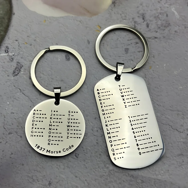 2026 Morse Code Keychain Double Sided Alphanumeric Stainless Steel Pendant Educational Learning Tool Gift for Radio Amateur