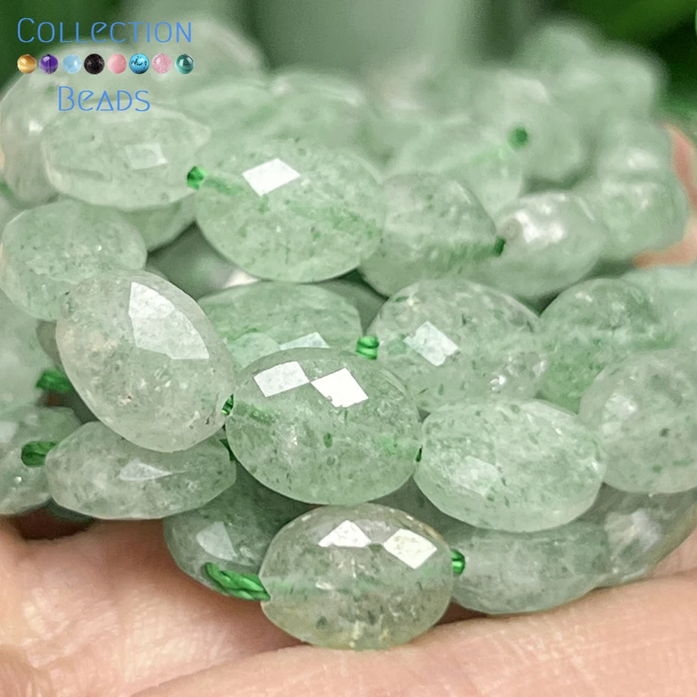 23pcs 6x8mm Natural Green Strawbeery Quartz Ellipse Shape Loose Spacer Bead for Jewelry Making DIY Bracelet Necklace Accessories