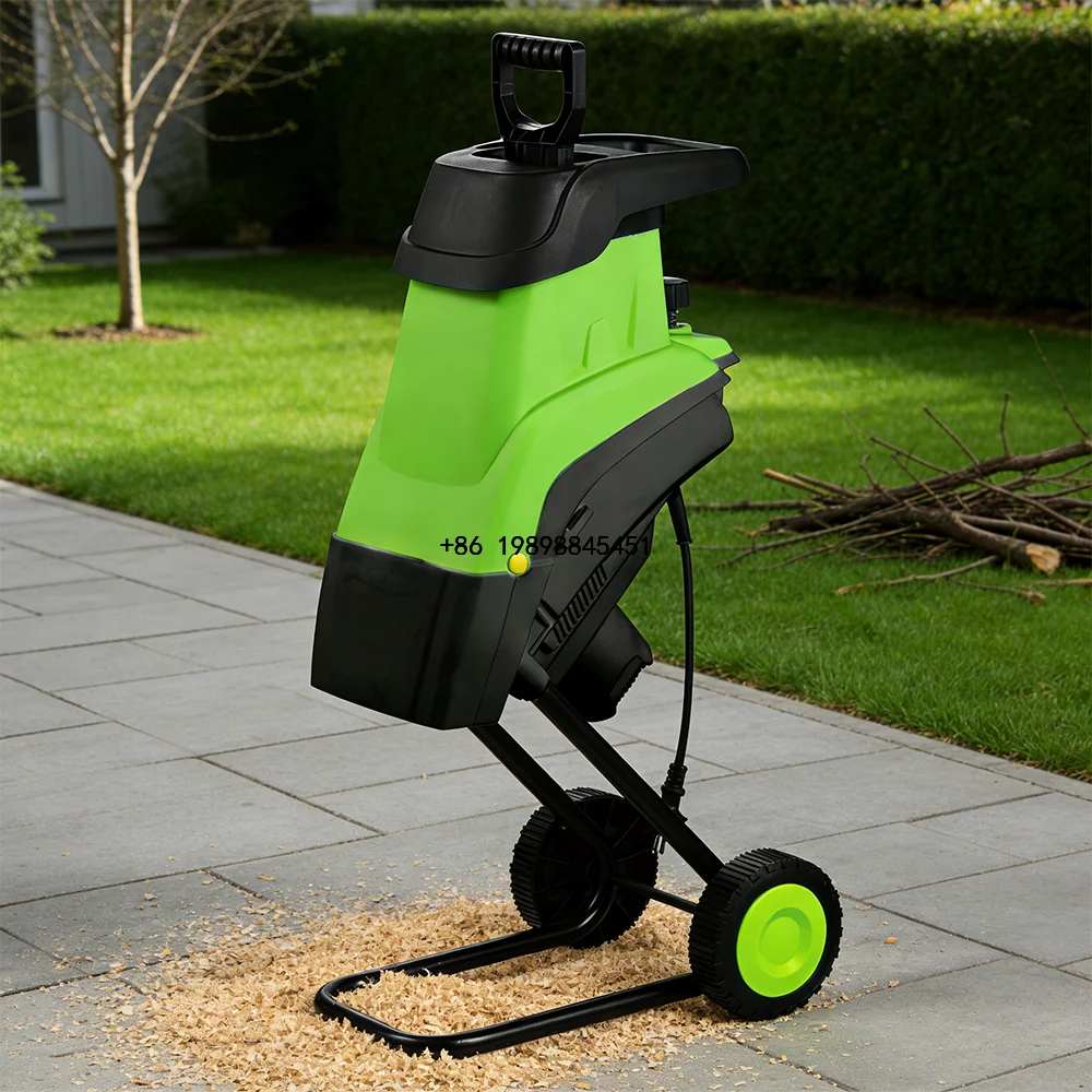Garden Chipper Shredder Small Vertak 2500W Portable 40mm 230V Leaf Mulcher Mobile Wheels Industrial