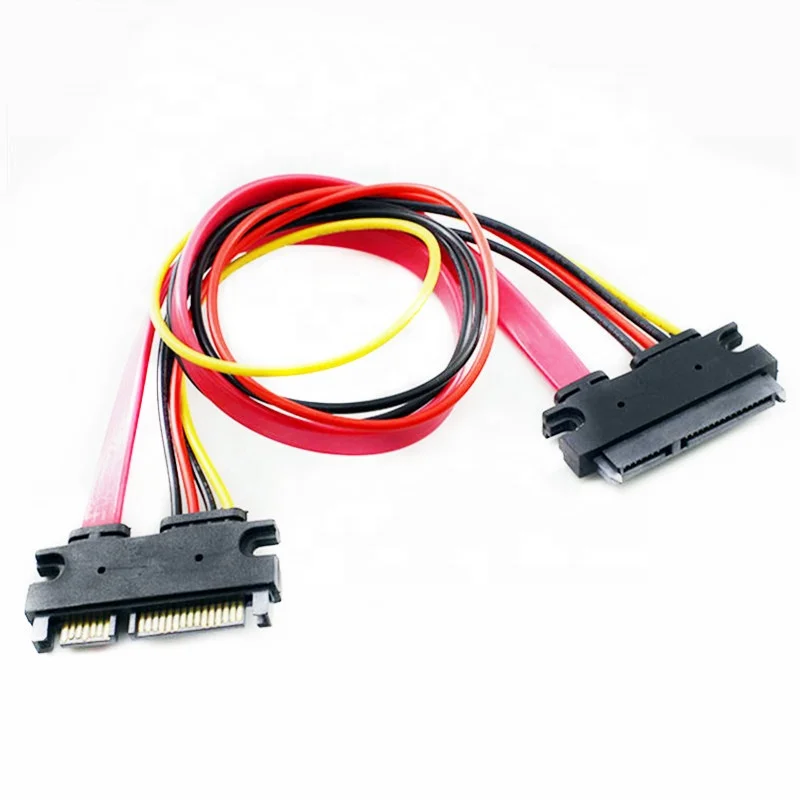 2pcs SATA 7+15 22 Pin SATA Male to Female M/F Data Power Transfer Cable 0.3 Meter