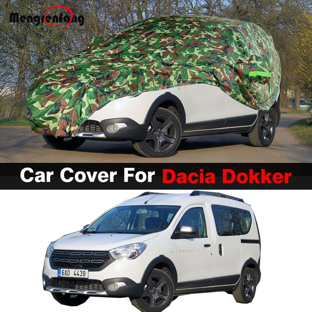 Camouflage Waterproof Car Cover For Dacia Dokker 2012-2023 Sun UV Snow Rain Scratch Prevent Auto Cover All Season Suitable