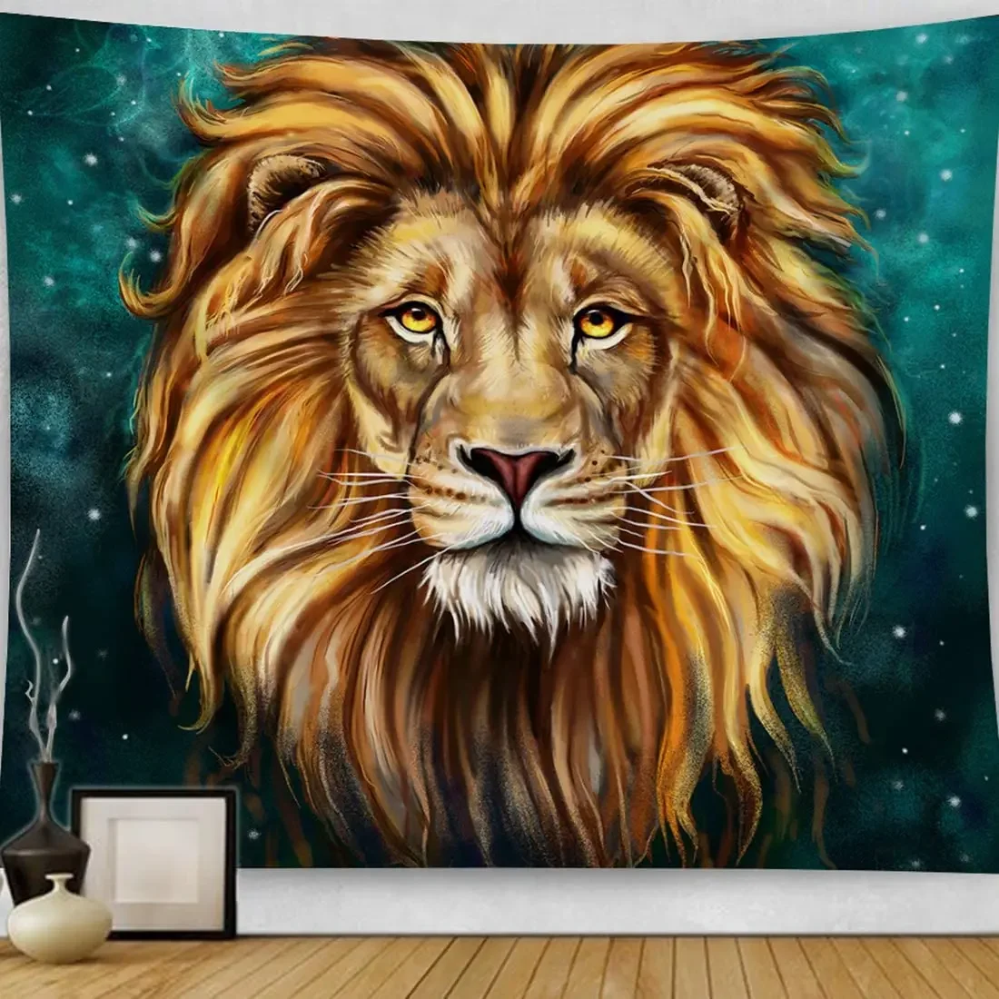 Lion By Ho Me Lili Tapestry Cool Painting Art Indian Wild Animal Wall Hanging Home Decor For Apartment