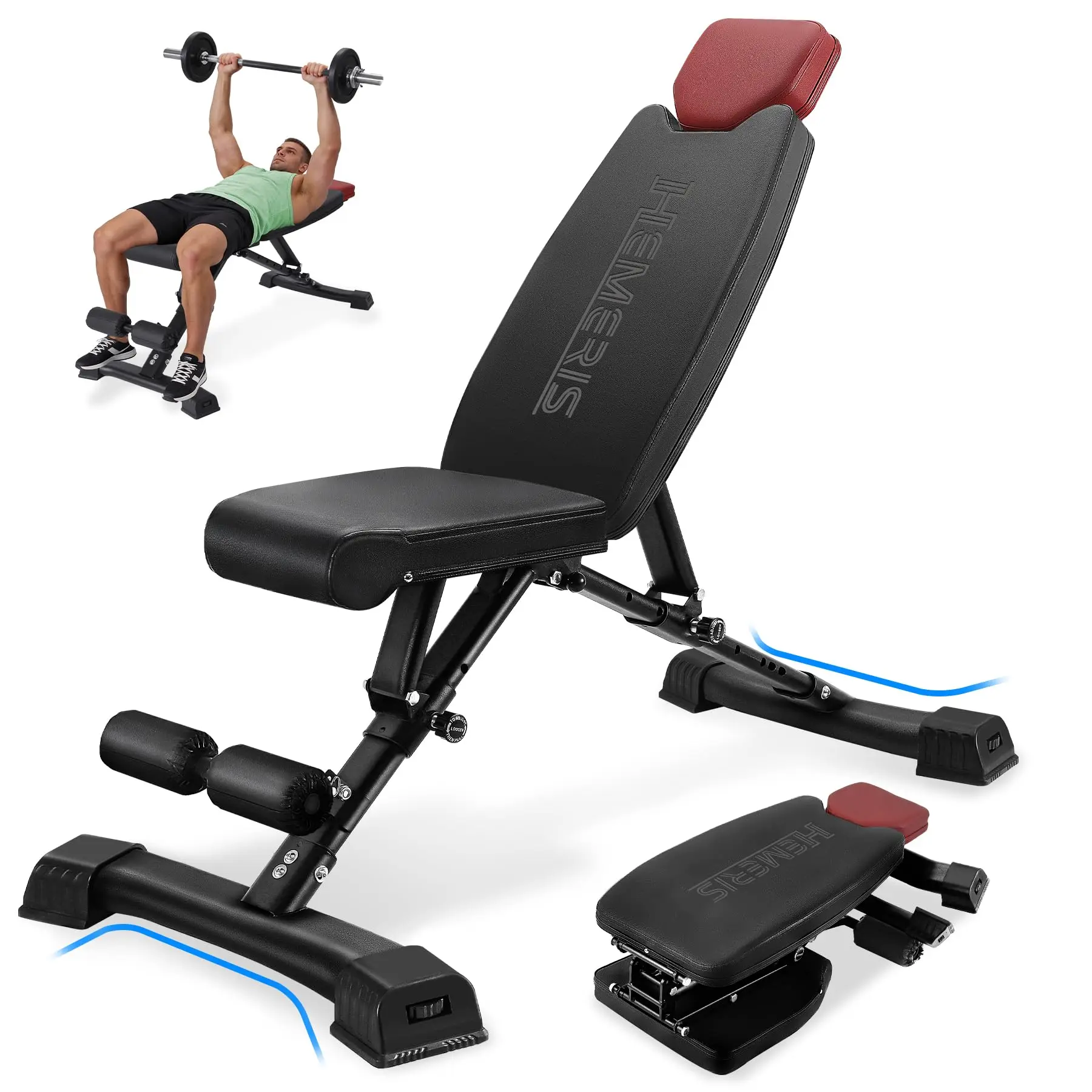 Adjustable Weight Bench for Home Gym 2.2 Inch Thick Pad