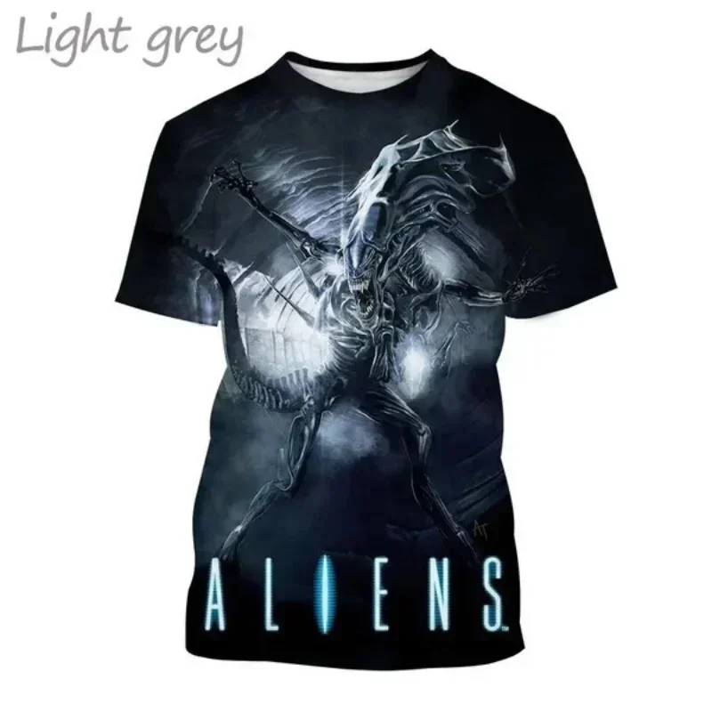 Aliens Theme Full Print Short-Sleeve T-Shirt Sci-Fi Movie Peripheral Casual Round Neck Top