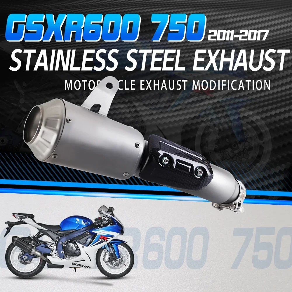 Geeignet für Suzuki GSXR600 GSXR750 2011–2017, Motorradauspuff, modifizierter Heckabschnitt, integrierter Slip-On-Auspuffschalldämpfer