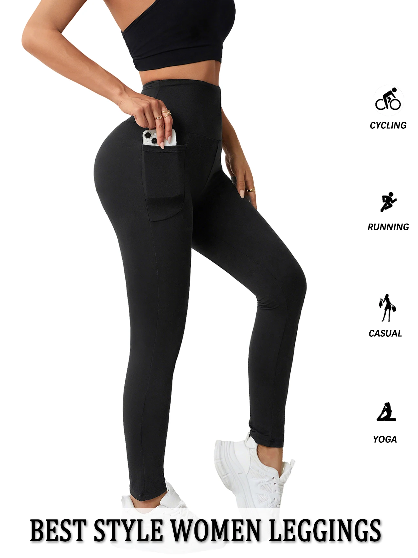 Superzachte sportlegging met zakken voor dames Hoog getailleerde training Yoga Hardlopen Push-up Gym Fitness Strakke broek Dames