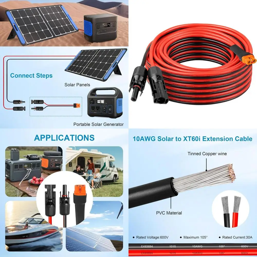 

Удлинительный кабель 10AWG 35T для XT60i - Сверхпрочный адаптерный кабель для портативных электростанций, автодомов и систем возобновляемой энергии