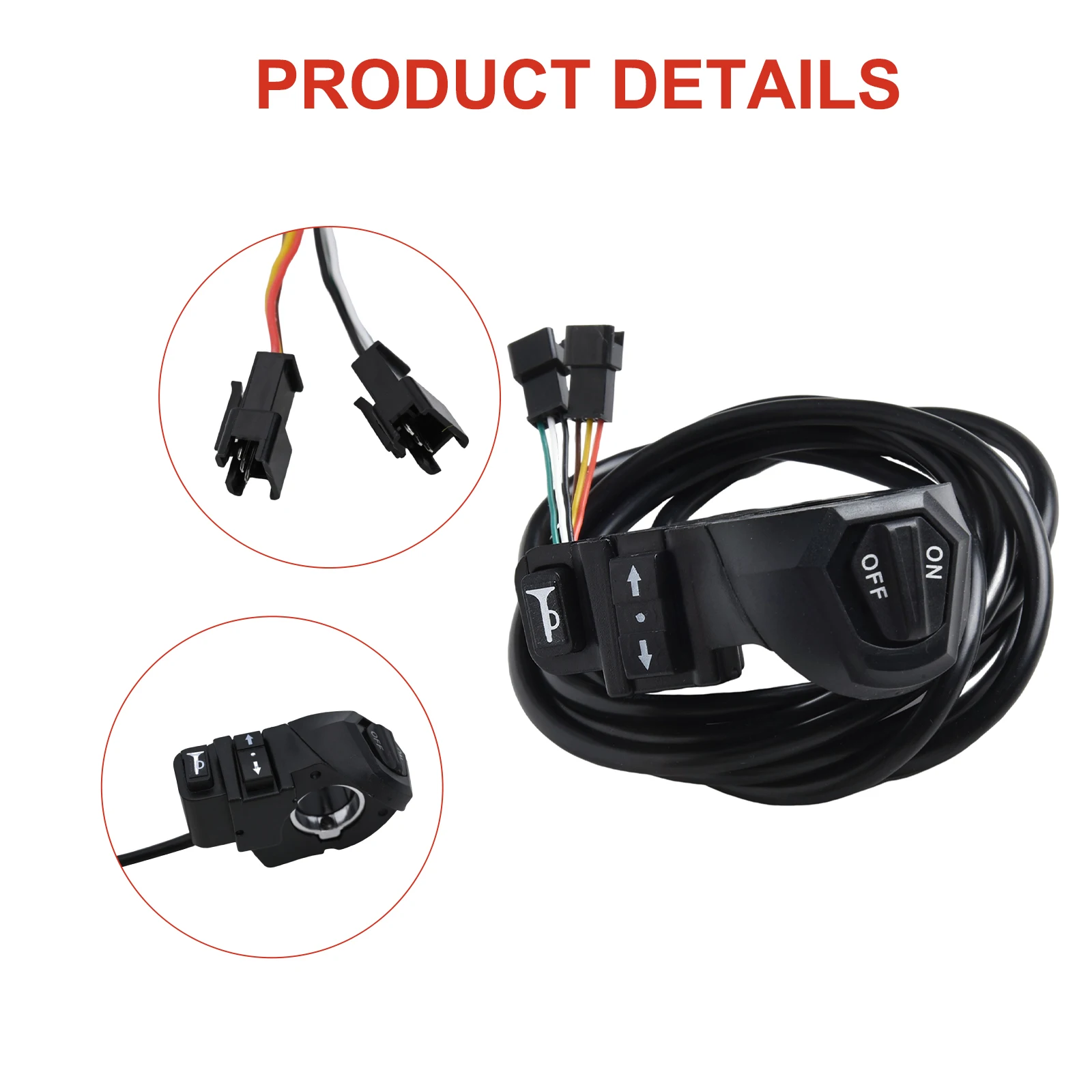 1pc Switch Electric Bicycle Vehicle Ebikes Three-in-one Switch Headlight Horn Gears Steering Switch With Non-slip Aluminum Rings